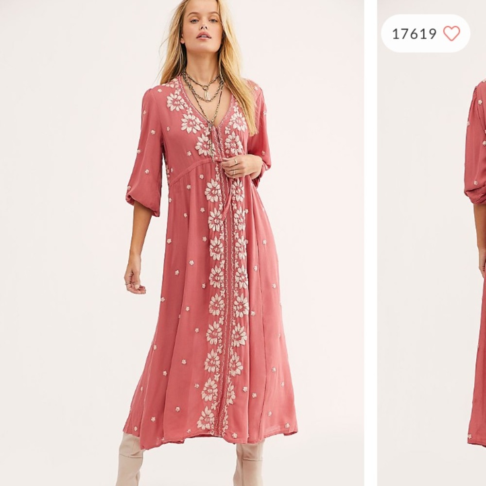 Embroidered fable midi dress in savannah rose